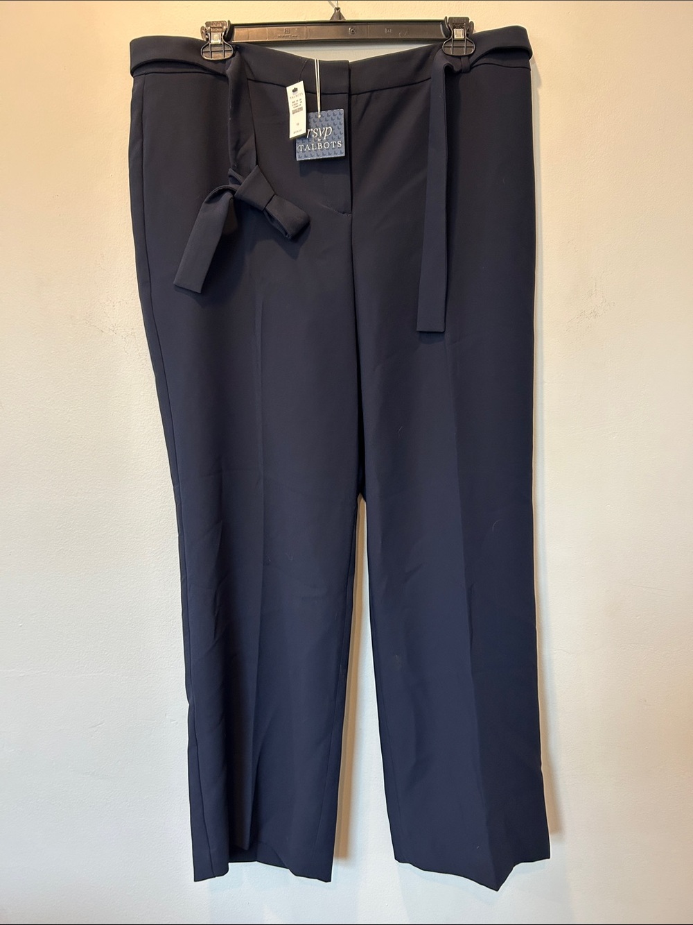 Talbots Navy Straight-Leg Dress Pants with Self Tie